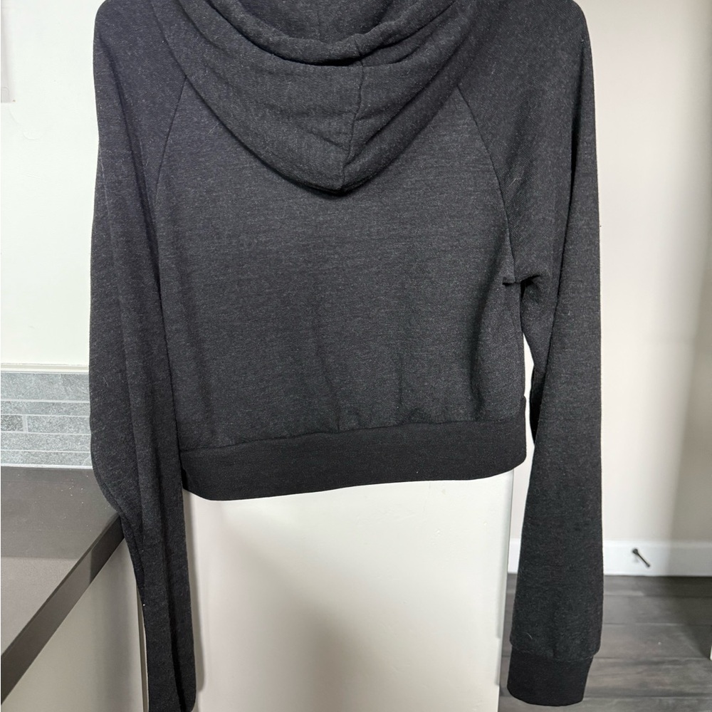 Crop Aviator Nation Black Hoodie with Yellow Smiley - Picture 6 of 6